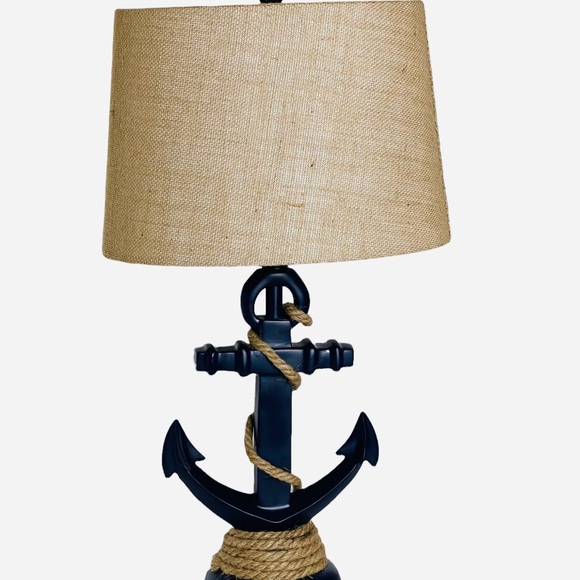 Table Lamp Blue Anchor Plug Lamp with Rope Nautical Beach Coastal Style - Picture 2 of 11